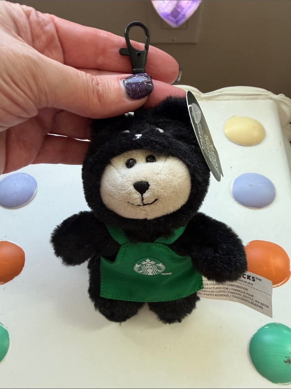 NWT-Starbucks Limited Edition Bearista Plush Keychain with Green Apron